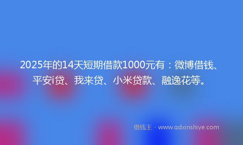 2025年的14天短期借款1000元有：微博借钱、平安i贷、我来贷、小米贷款、融逸花等。