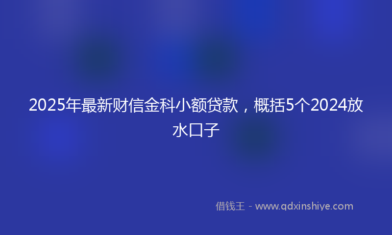 2025年最新财信金科小额贷款，概括5个2024放水口子