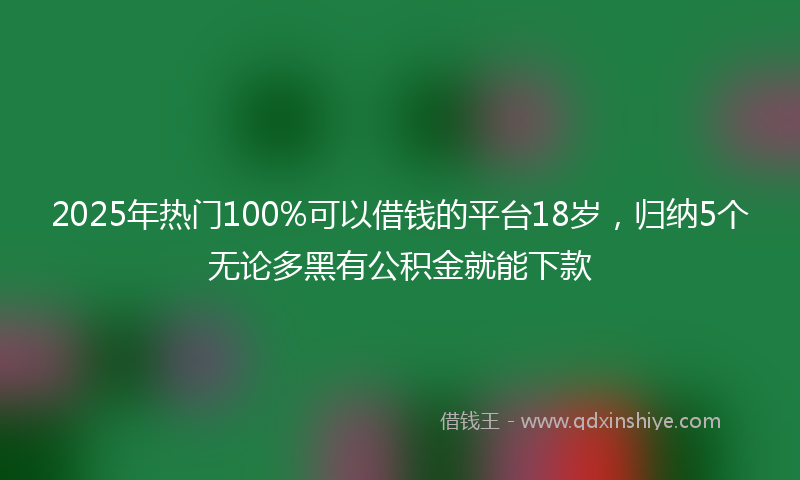 2025年热门100%可以借钱的平台18岁，归纳5个无论多黑有公积金就能下款
