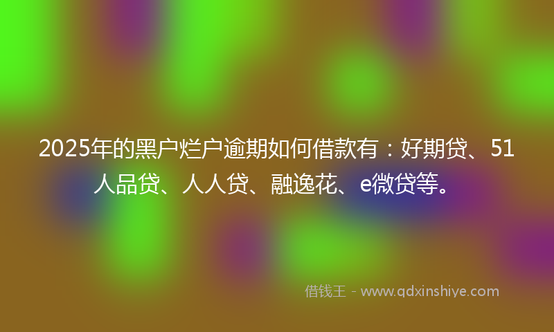 2025年的黑户烂户逾期如何借款有：好期贷、51人品贷、人人贷、融逸花、e微贷等。