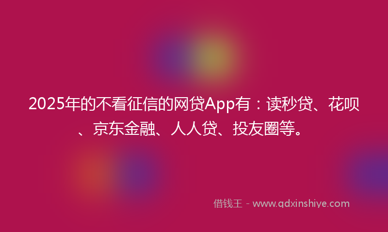 2025年的不看征信的网贷App有：读秒贷、花呗、京东金融、人人贷、投友圈等。