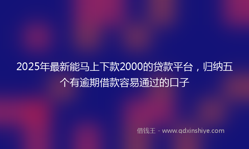 2025年最新能马上下款2000的贷款平台，归纳五个有逾期借款容易通过的口子