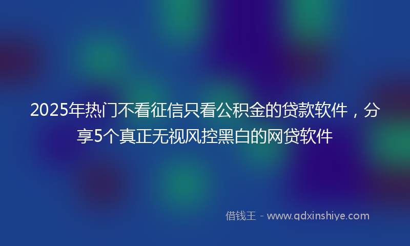 2025年热门不看征信只看公积金的贷款软件，分享5个真正无视风控黑白的网贷软件
