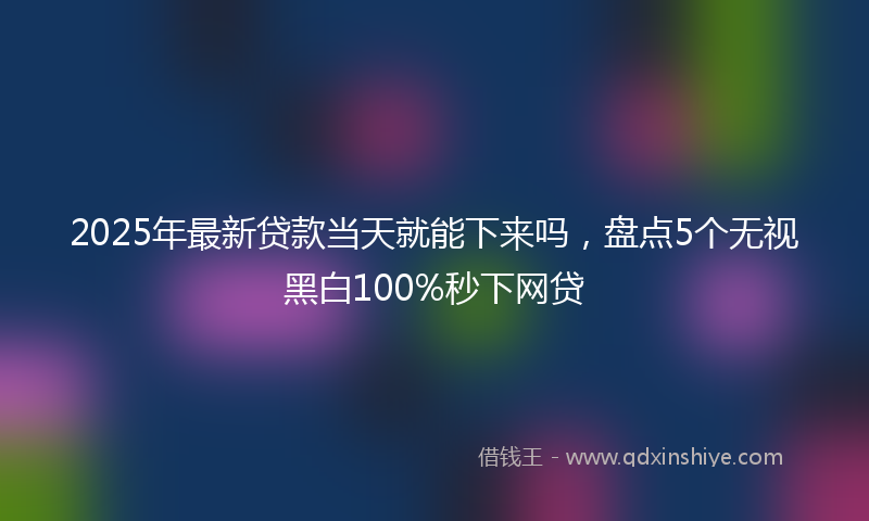 2025年最新贷款当天就能下来吗，盘点5个无视黑白100%秒下网贷