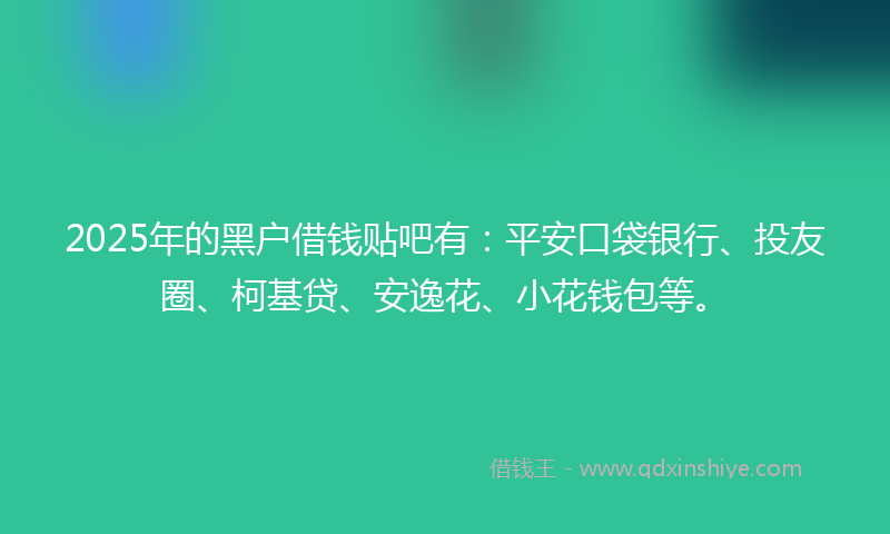 2025年的黑户借钱贴吧有：平安口袋银行、投友圈、柯基贷、安逸花、小花钱包等。
