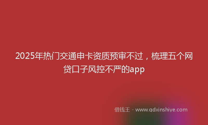 2025年热门交通申卡资质预审不过，梳理五个网贷口子风控不严的app