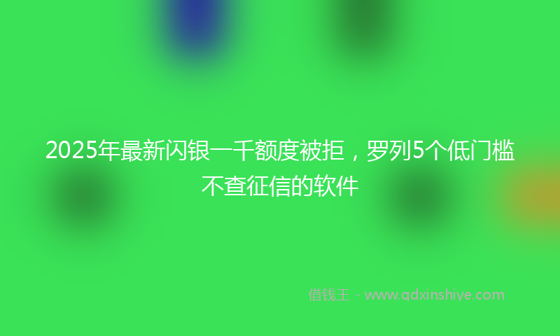 2025年最新闪银一千额度被拒，罗列5个低门槛不查征信的软件