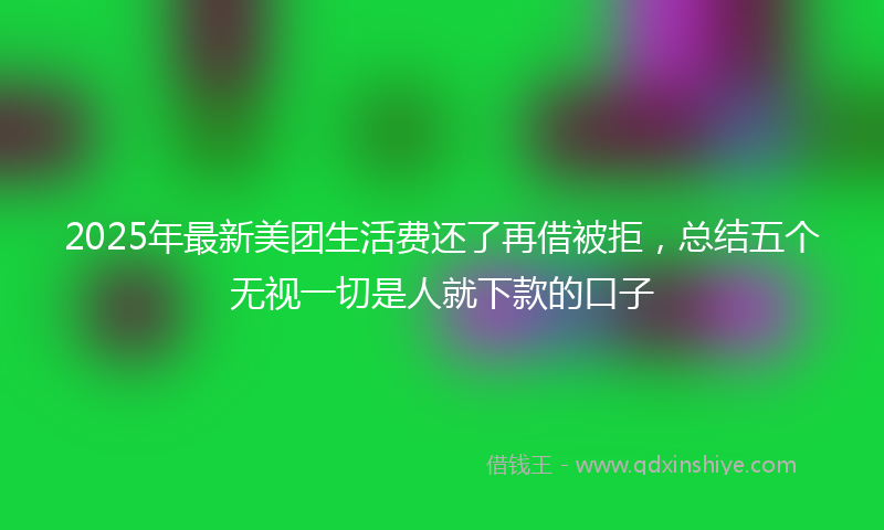 2025年最新美团生活费还了再借被拒，总结五个无视一切是人就下款的口子