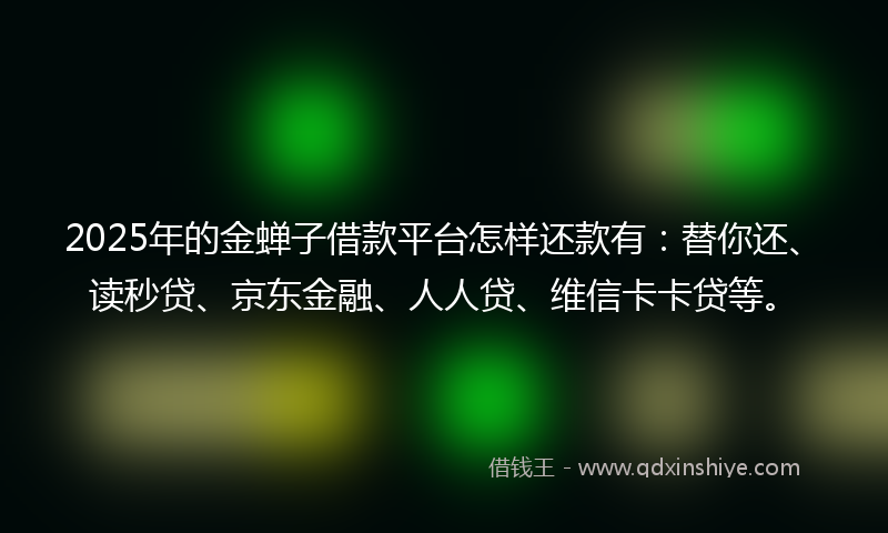 2025年的金蝉子借款平台怎样还款有：替你还、读秒贷、京东金融、人人贷、维信卡卡贷等。
