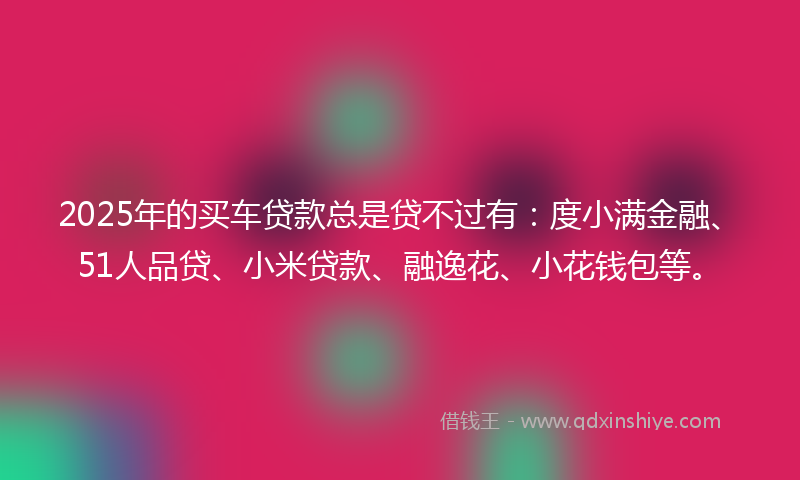 2025年的买车贷款总是贷不过有：度小满金融、51人品贷、小米贷款、融逸花、小花钱包等。