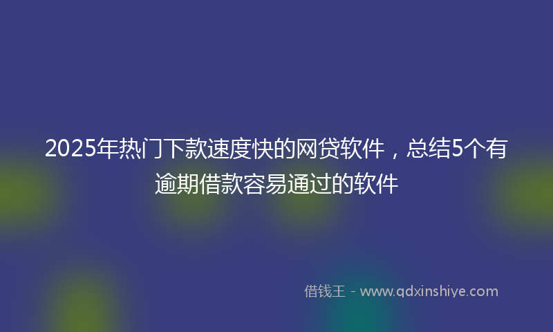 2025年热门下款速度快的网贷软件，总结5个有逾期借款容易通过的软件