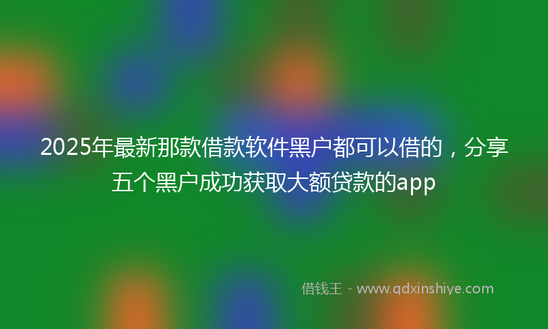 2025年最新那款借款软件黑户都可以借的，分享五个黑户成功获取大额贷款的app