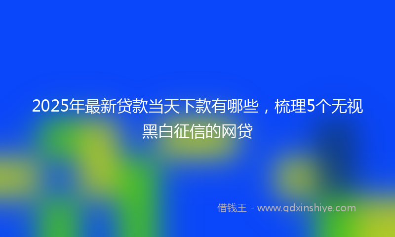 2025年最新贷款当天下款有哪些，梳理5个无视黑白征信的网贷