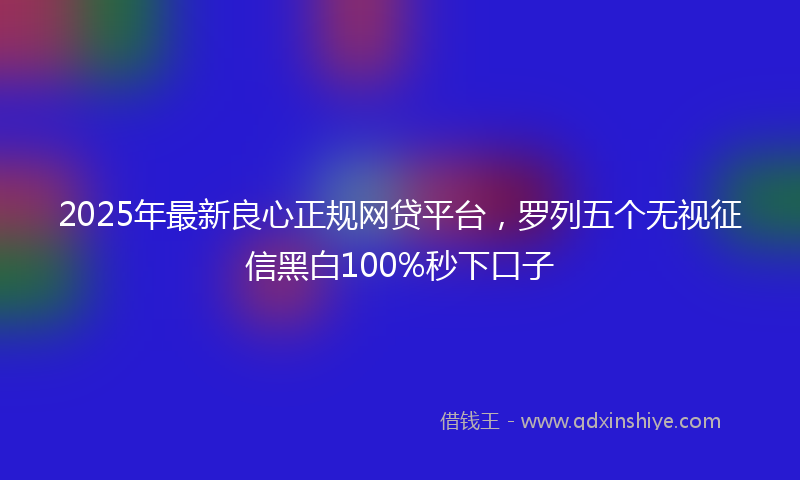 2025年最新良心正规网贷平台，罗列五个无视征信黑白100%秒下口子