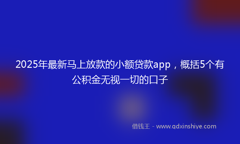 2025年最新马上放款的小额贷款app，概括5个有公积金无视一切的口子