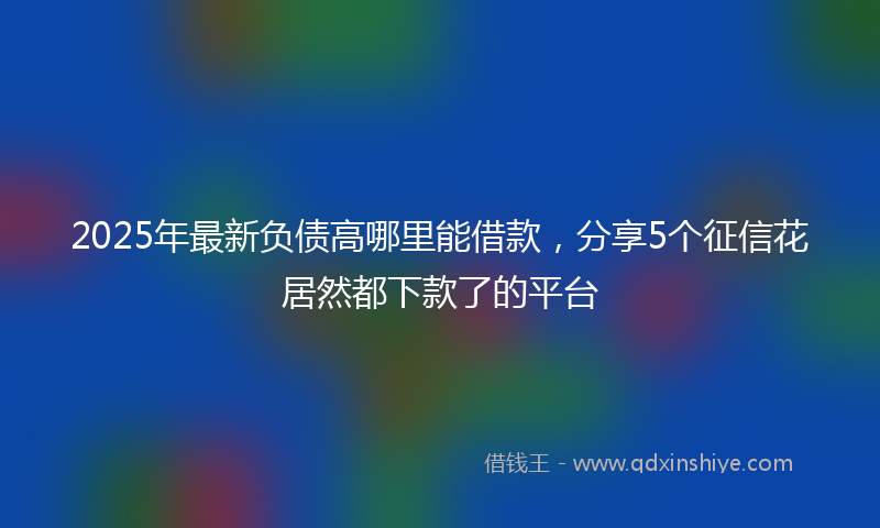2025年最新负债高哪里能借款，分享5个征信花居然都下款了的平台