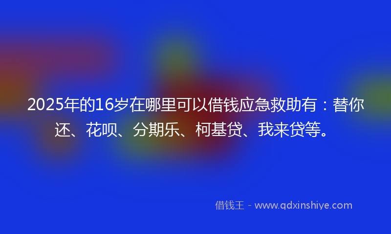 2025年的16岁在哪里可以借钱应急救助有：替你还、花呗、分期乐、柯基贷、我来贷等。