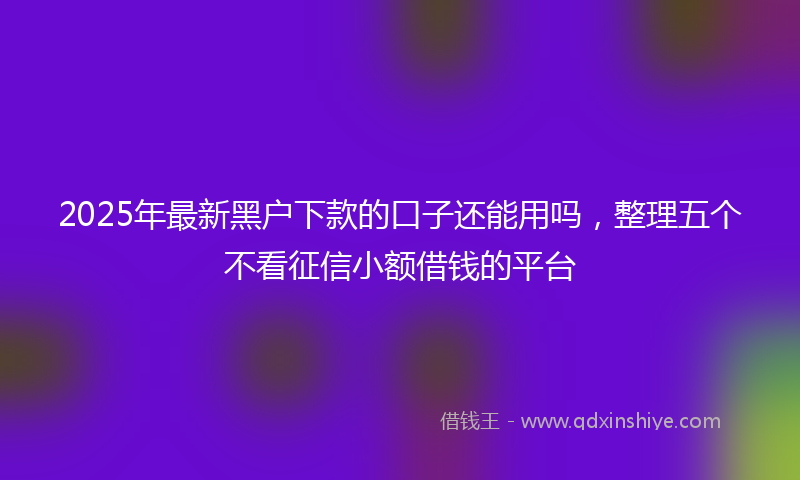 2025年最新黑户下款的口子还能用吗，整理五个不看征信小额借钱的平台