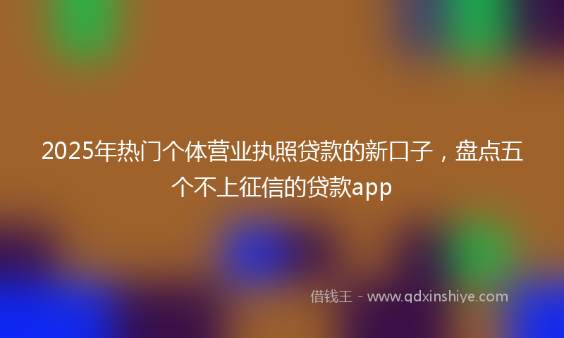 2025年热门个体营业执照贷款的新口子，盘点五个不上征信的贷款app