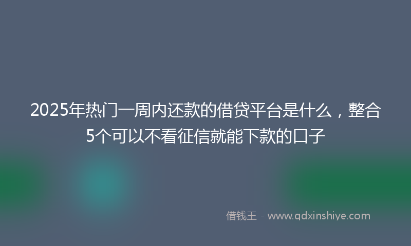 2025年热门一周内还款的借贷平台是什么，整合5个可以不看征信就能下款的口子