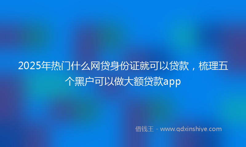 2025年热门什么网贷身份证就可以贷款，梳理五个黑户可以做大额贷款app