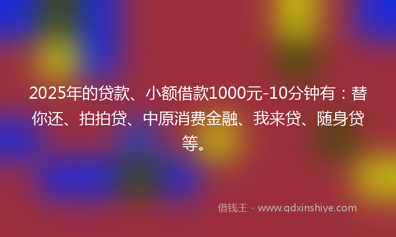 2025年的贷款、小额借款1000元-10分钟有:替你还、拍拍贷、中原消费金融、我来贷、随身贷等。