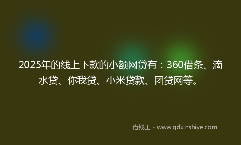 2025年的线上下款的小额网贷有：360借条、滴水贷、你我贷、小米贷款、团贷网等。
