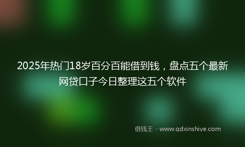 2025年热门18岁百分百能借到钱，盘点五个最新网贷口子今日整理这五个软件