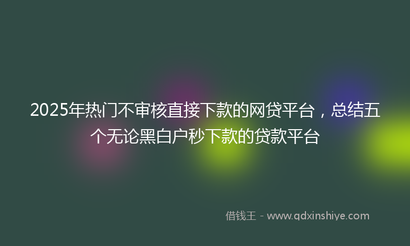 2025年热门不审核直接下款的网贷平台，总结五个无论黑白户秒下款的贷款平台