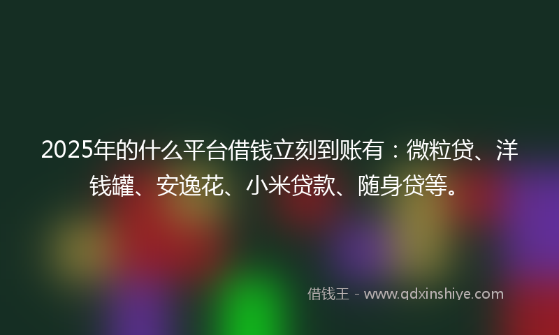 2025年的什么平台借钱立刻到账有：微粒贷、洋钱罐、安逸花、小米贷款、随身贷等。