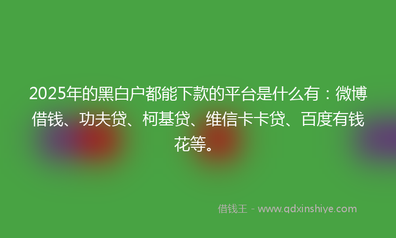 2025年的黑白户都能下款的平台是什么有：微博借钱、功夫贷、柯基贷、维信卡卡贷、百度有钱花等。