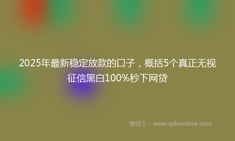 2025年最新稳定放款的口子，概括5个真正无视征信黑白100%秒下网贷