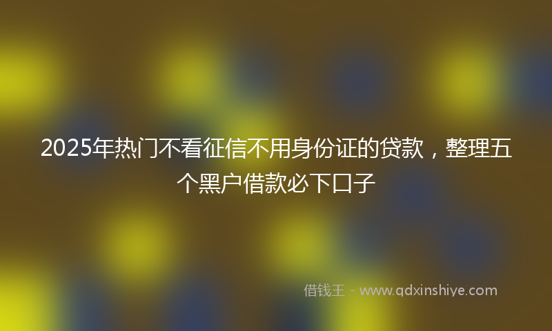 2025年热门不看征信不用身份证的贷款，整理五个黑户借款必下口子