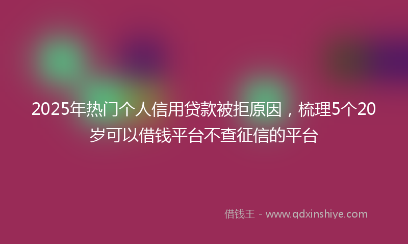 2025年热门个人信用贷款被拒原因，梳理5个20岁可以借钱平台不查征信的平台