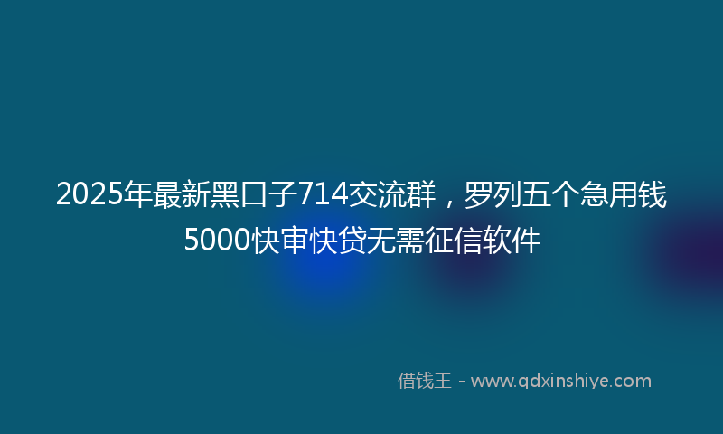 2025年最新黑口子714交流群，罗列五个急用钱5000快审快贷无需征信软件
