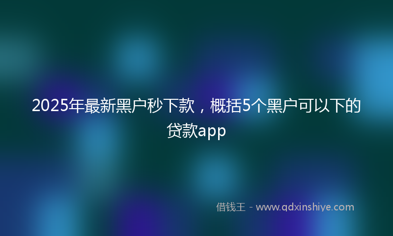 2025年最新黑户秒下款，概括5个黑户可以下的贷款app