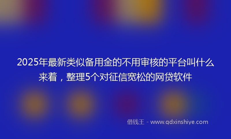 2025年最新类似备用金的不用审核的平台叫什么来着，整理5个对征信宽松的网贷软件