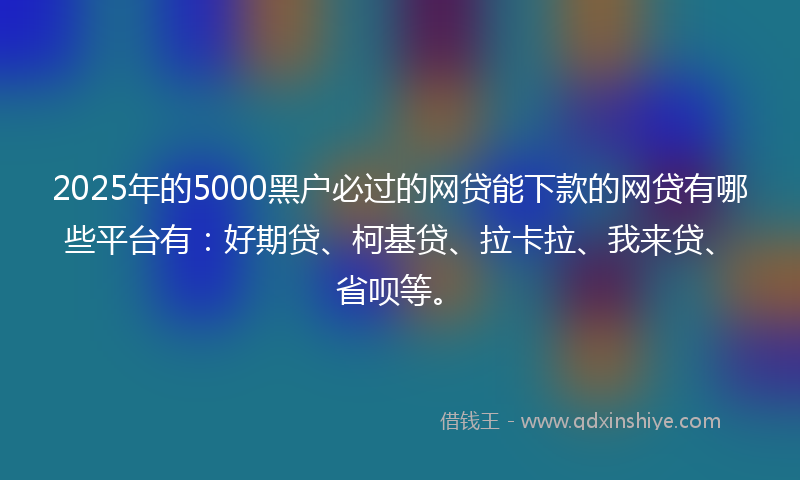 2025年的5000黑户必过的网贷能下款的网贷有哪些平台有：好期贷、柯基贷、拉卡拉、我来贷、省呗等。