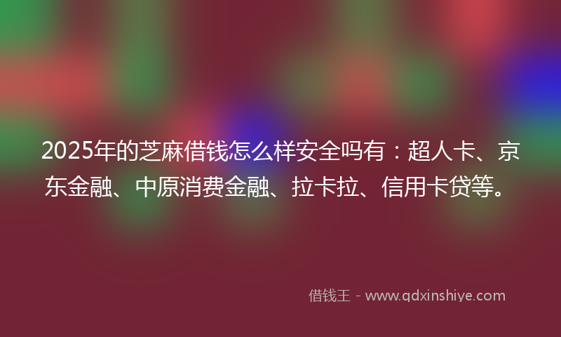 2025年的芝麻借钱怎么样安全吗有：超人卡、京东金融、中原消费金融、拉卡拉、信用卡贷等。