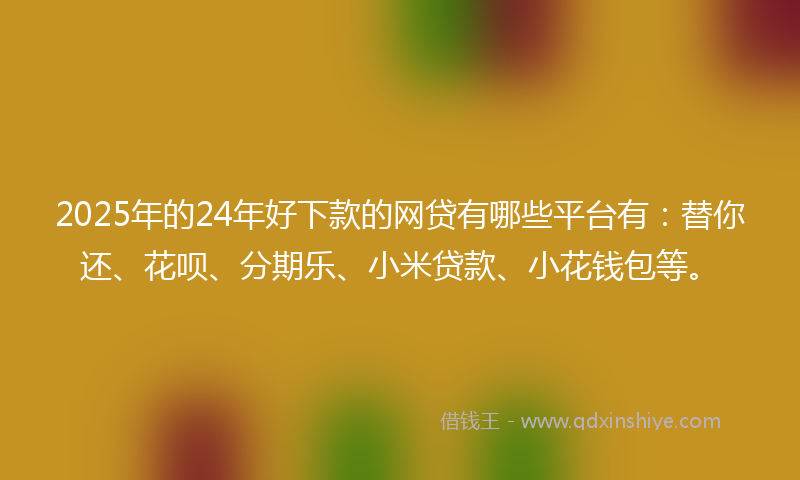 2025年的24年好下款的网贷有哪些平台有：替你还、花呗、分期乐、小米贷款、小花钱包等。
