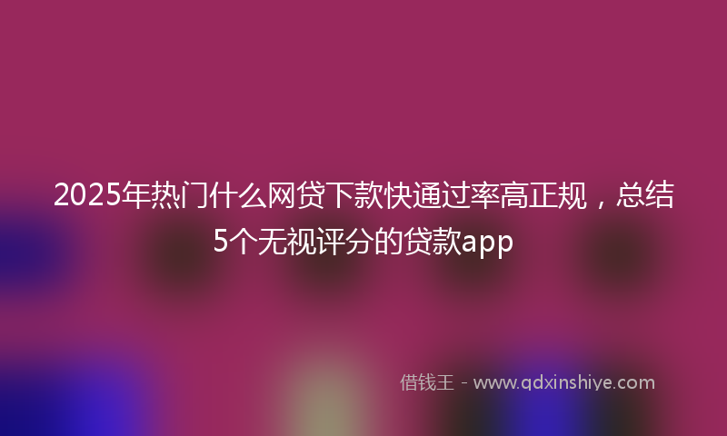 2025年热门什么网贷下款快通过率高正规，总结5个无视评分的贷款app