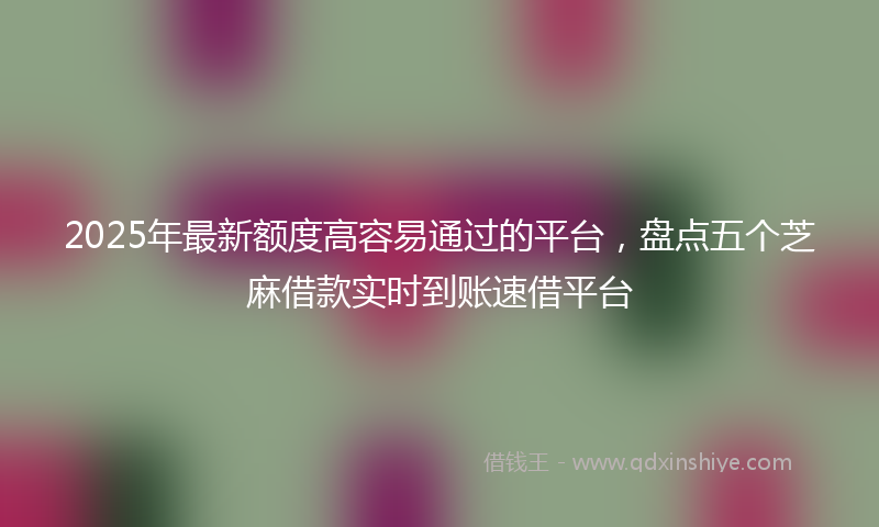 2025年最新额度高容易通过的平台，盘点五个芝麻借款实时到账速借平台