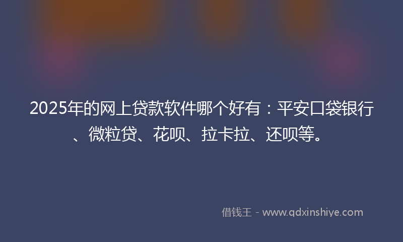 2025年的网上贷款软件哪个好有：平安口袋银行、微粒贷、花呗、拉卡拉、还呗等。