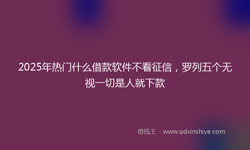 2025年热门什么借款软件不看征信，罗列五个无视一切是人就下款