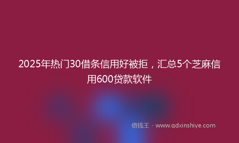 2025年热门30借条信用好被拒，汇总5个芝麻信用600贷款软件