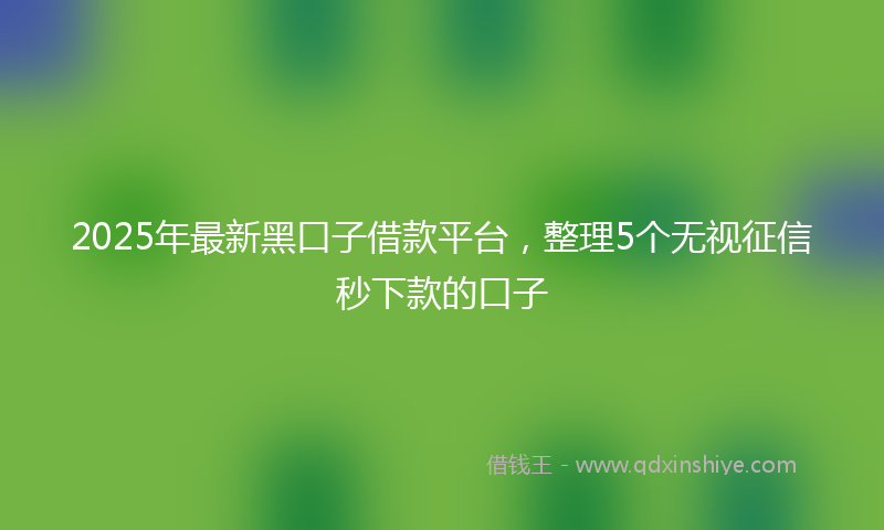 2025年最新黑口子借款平台，整理5个无视征信秒下款的口子
