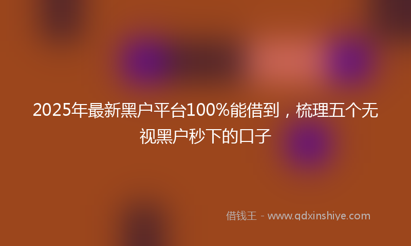 2025年最新黑户平台100%能借到，梳理五个无视黑户秒下的口子