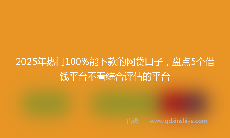 2025年热门100%能下款的网贷口子，盘点5个借钱平台不看综合评估的平台