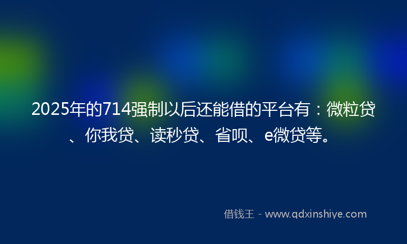 2025年的714强制以后还能借的平台有：微粒贷、你我贷、读秒贷、省呗、e微贷等。