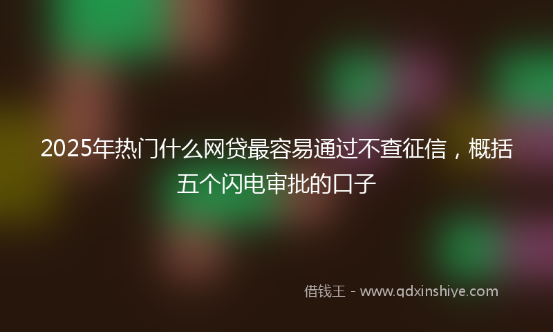 2025年热门什么网贷最容易通过不查征信，概括五个闪电审批的口子